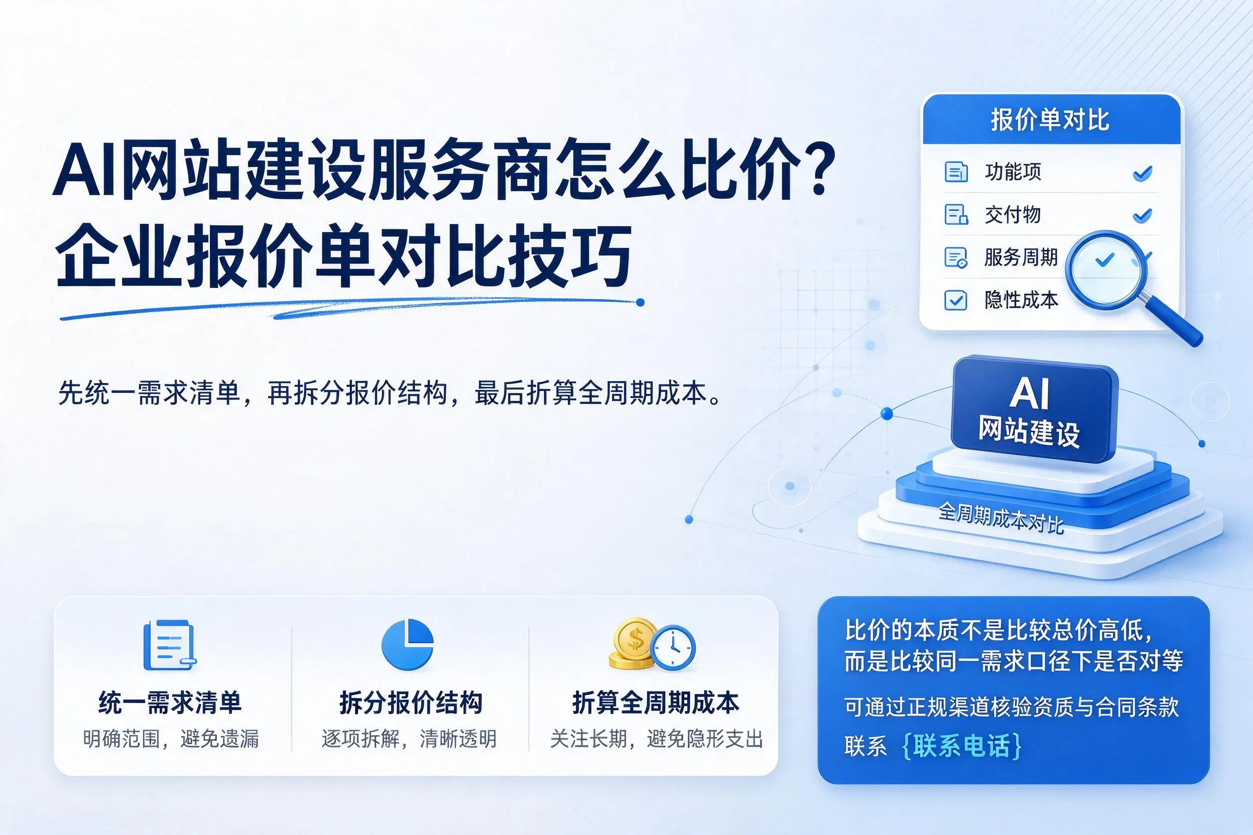 AI网站建设服务商怎么比价?南充企业报价单对比技巧