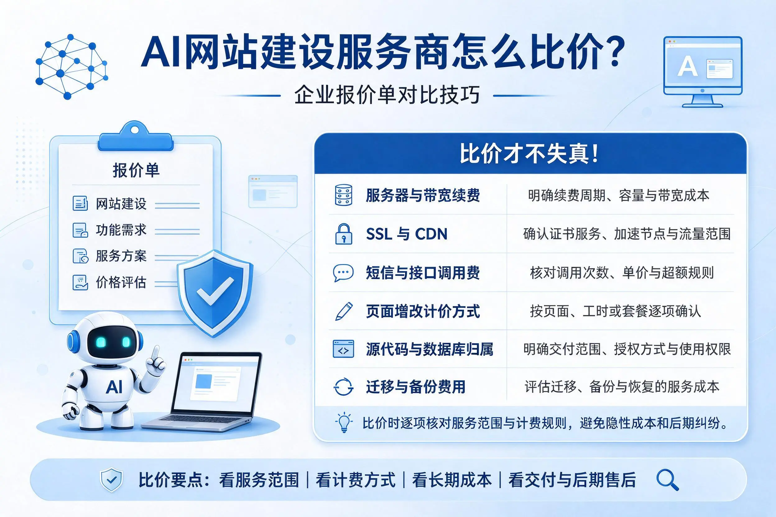 AI网站建设服务商怎么比价?南充企业报价单对比技巧