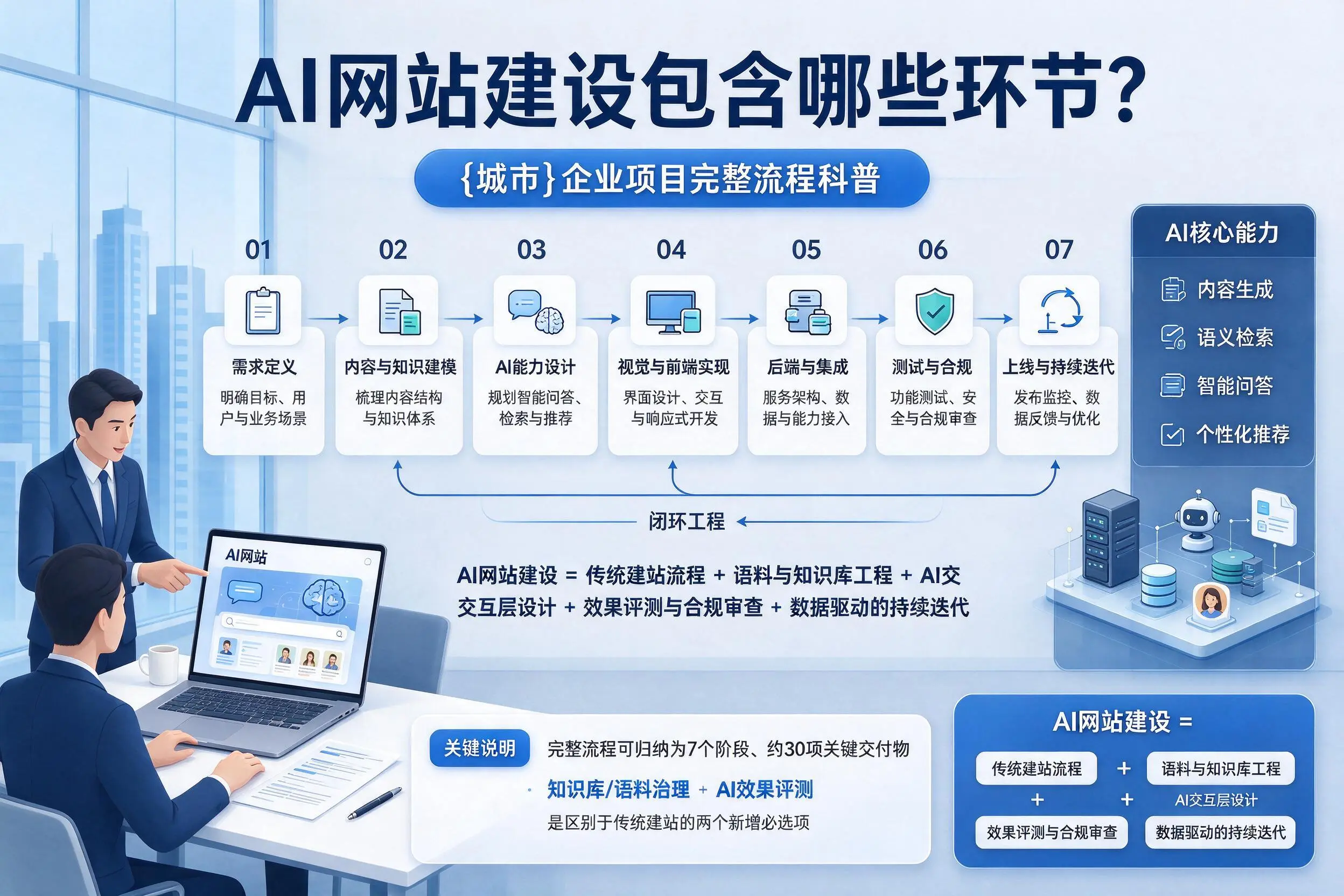 AI网站建设包含哪些环节?南充企业项目完整流程科普