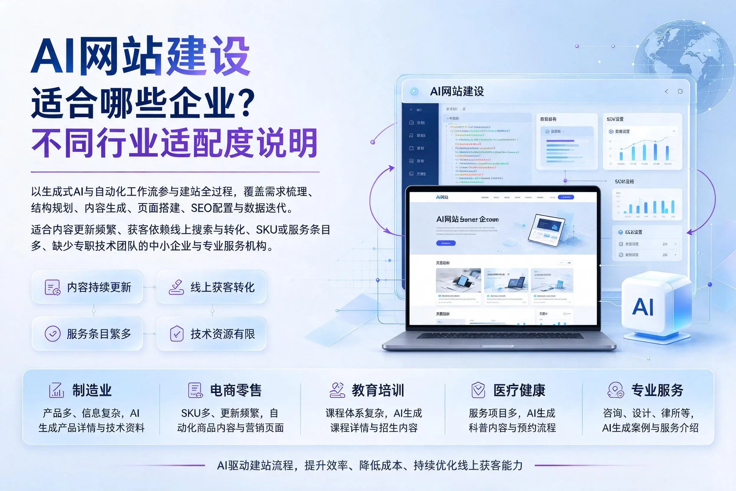 AI网站建设适合哪些企业？南充不同行业适配度说明